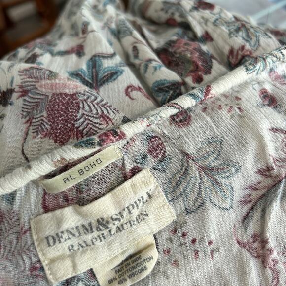 Denim & Supply Ralph Lauren Top Size Large Boho Western Country Floral Shirt - Picture 9 of 9